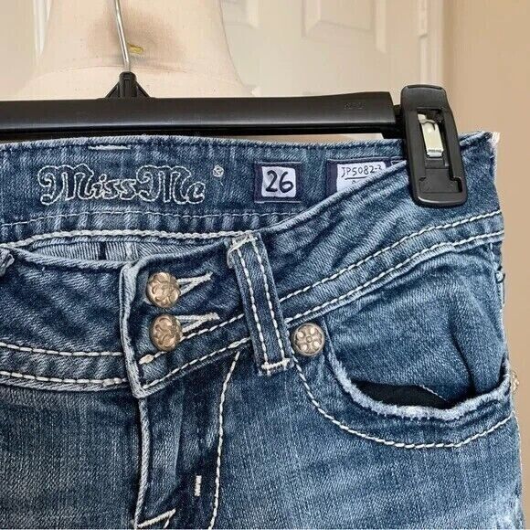 Miss Me Jeans, Size 26, Low-Rise, Bootcut, 28W x 30L, Bedazzled, Distressed - Picture 3 of 5